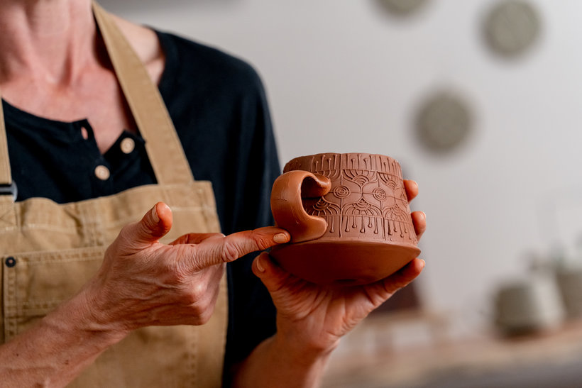 Pottery technique for easy making ants pattern in clay. Decorative pottery  stamps are made from bioplastic, w…