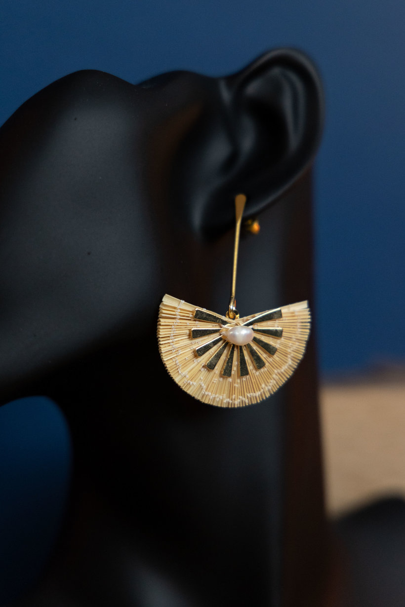 Embroidered Metal Earrings